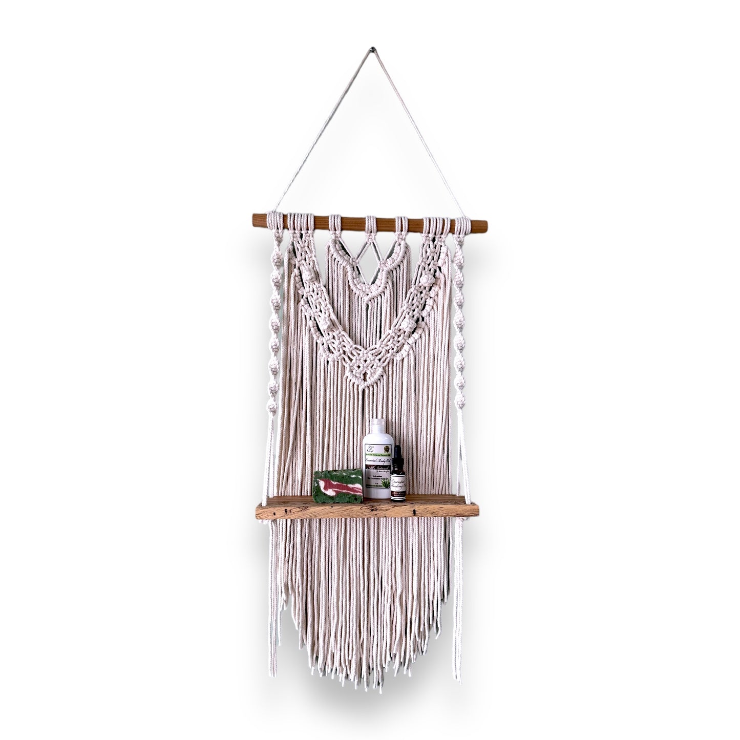 Bozzo Designs Macrame Wall Hanger with Wood Shelf