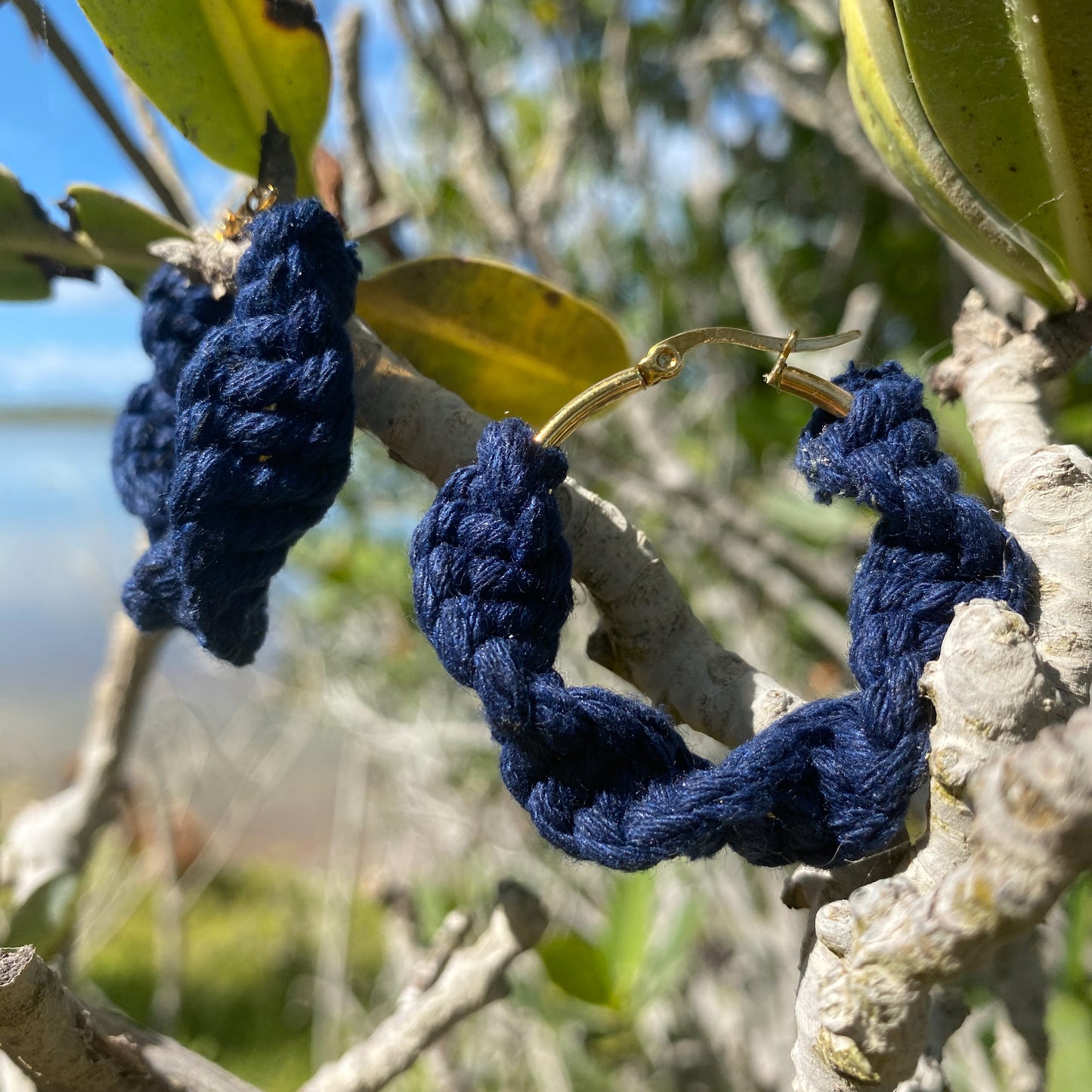 Dark Blue Spiral Earrings